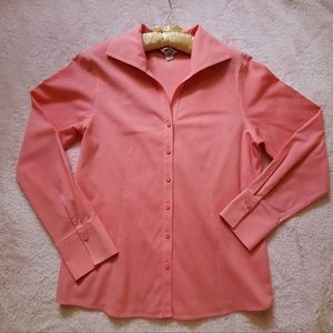 Talbots Ladies Size 6 Tangerine Long Sleeve Button-Up Blouse